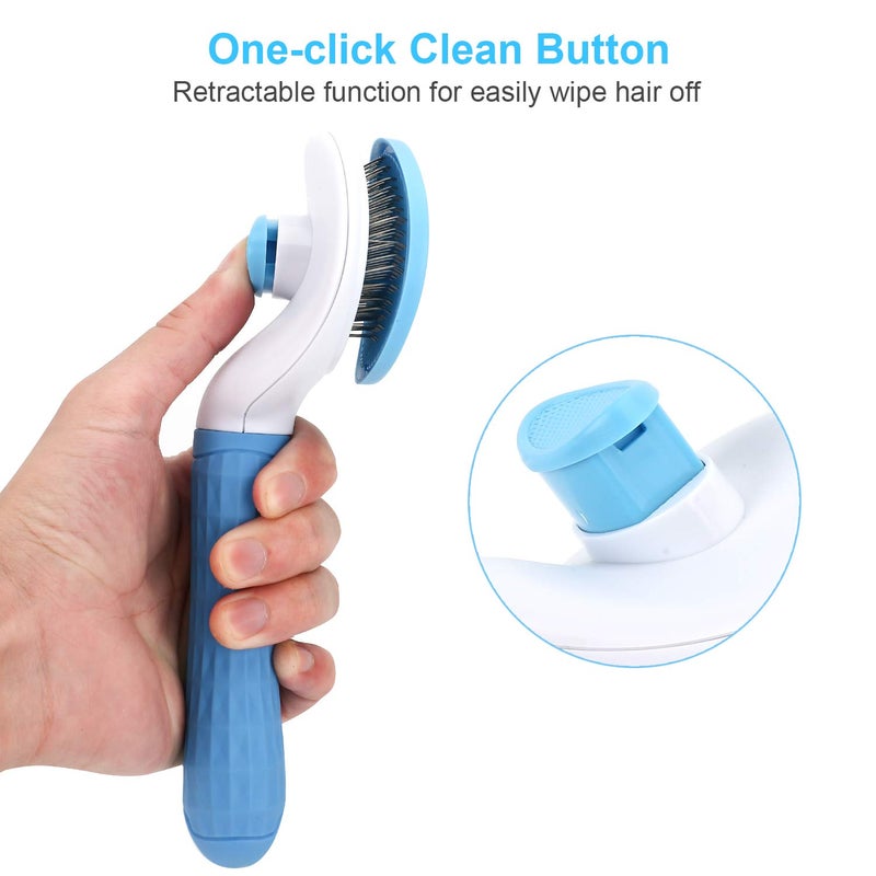 Depets Self Cleaning Slicker Brush, Dog Cat Bunny Pet Grooming Shedding Brush - Easy to Remove Loose Undercoat, Pet Massaging Tool Suitable for Pets with Long or Short Hair - Image 3