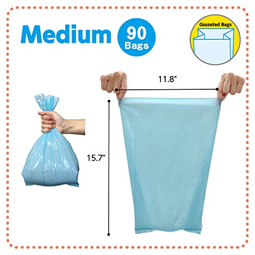 BOS Amazing Odor Sealing Cat Waste Disposal Bags - Durable and Unscented [Size: M, Color: Light blue] (90 Count, Pack of 2) (180 Bags) - Image 2