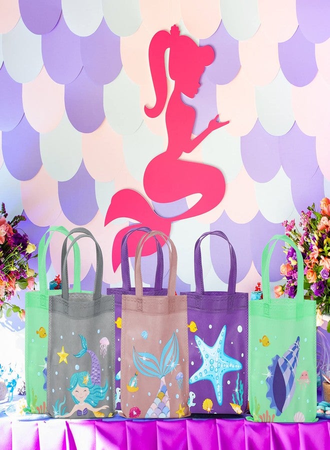 فيرايكل مجموعة فيرايكل من 24 كيس هدايا بتصميم حورية البحر تحت الماء، مزينة برسومات حيوانات بحرية، مثالية لحفلات استقبال المولود الجديد وأعياد الميلاد. - Image 5