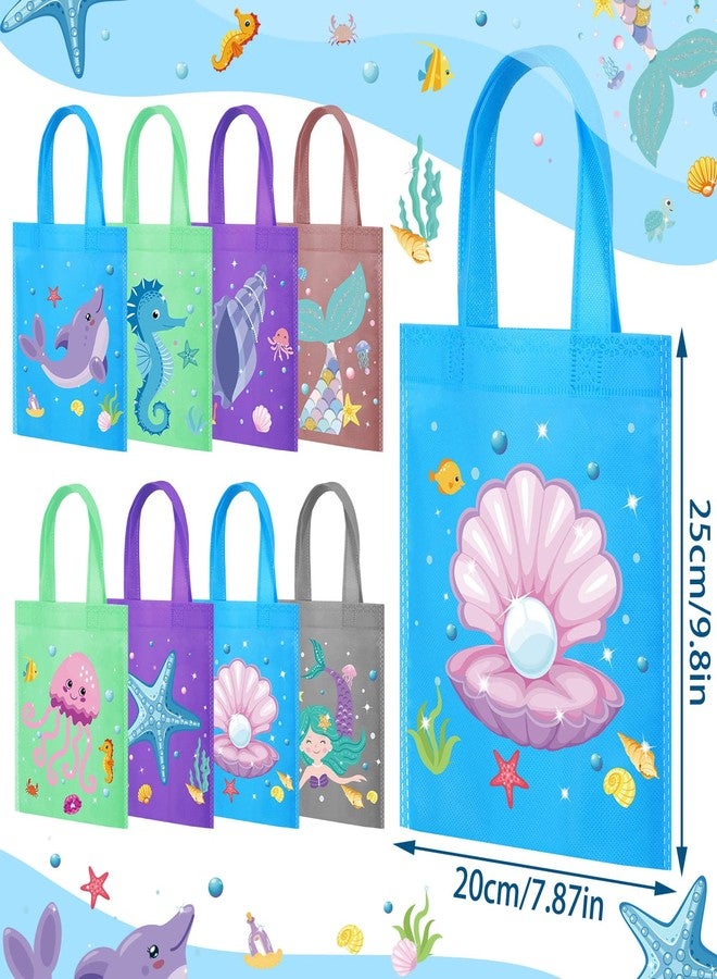 فيرايكل مجموعة فيرايكل من 24 كيس هدايا بتصميم حورية البحر تحت الماء، مزينة برسومات حيوانات بحرية، مثالية لحفلات استقبال المولود الجديد وأعياد الميلاد. - Image 3