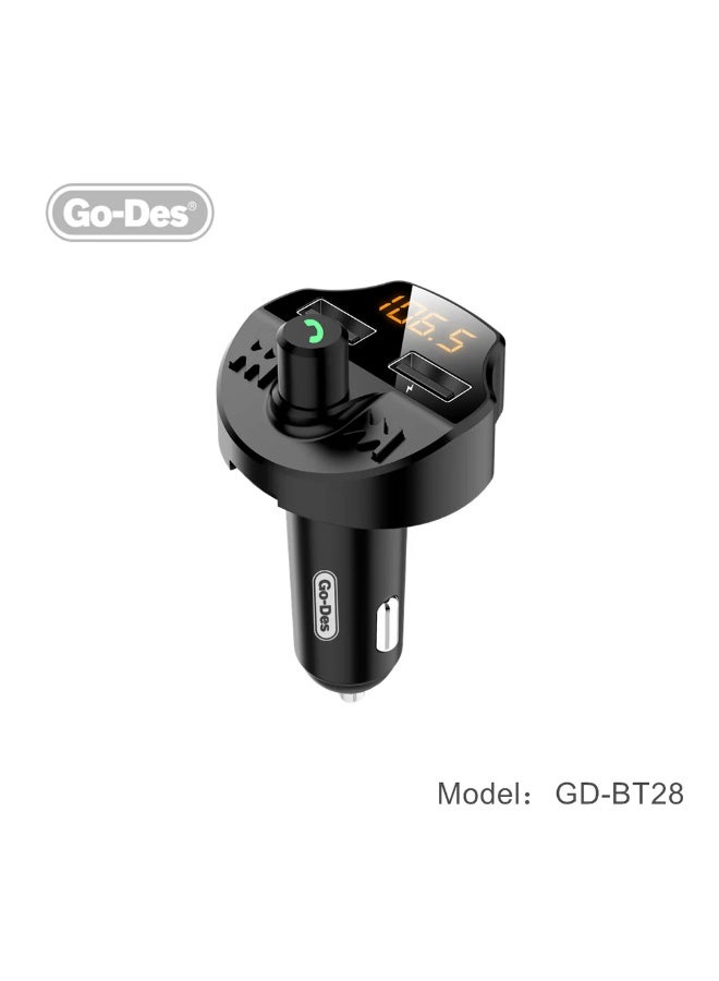 Go-Des Bluetooth FM Car Transmitter with Dual USB Fast Charger 3.1A, Hands-Free Calling, MP3 Player, TF/USB Support – Black - Image 4