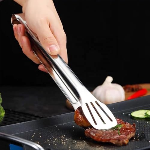 KRESHU Kitchen Tongs Stainless Steel Locking Cooking Barbecue Grilling Food Clips Kitchen Clamps Sturdy High Resistant Heat Tongs | 304 Stainless Steel, BBQ Tong (Pack 1) - Image 4