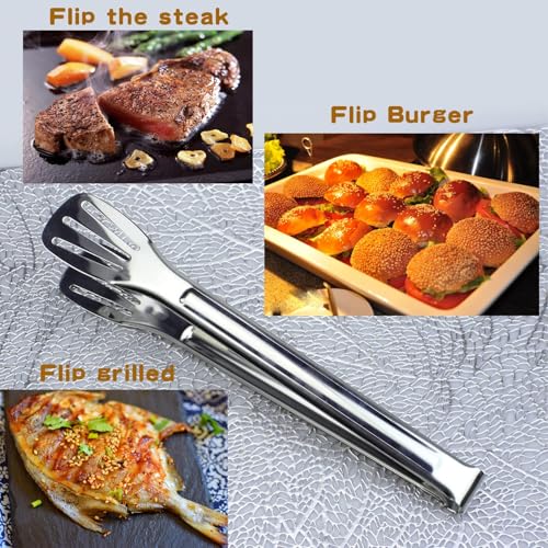 KRESHU Kitchen Tongs Stainless Steel Locking Cooking Barbecue Grilling Food Clips Kitchen Clamps Sturdy High Resistant Heat Tongs | 304 Stainless Steel, BBQ Tong (Pack 1) - Image 5