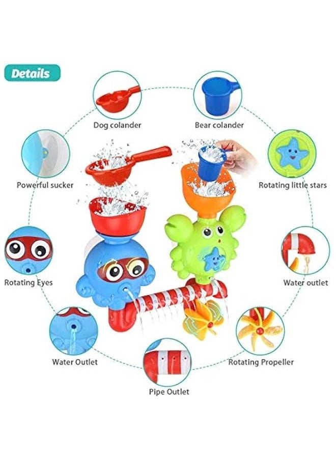 Generic - Bath Toys Bathtub Toys for 1 2 3 4 Year Old Kids Toddlers Bath Wall Toy Waterfall Fill Spin and Flow Non Toxic Birthday Gift Ideas Color Box (Multicolor) - Image 1