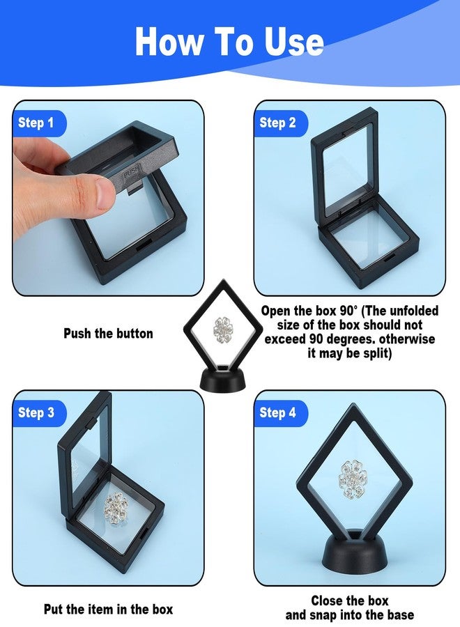 Limbeuuu 60 Pcs 3D Floating Display Case PE Film Jewelry Storage Box Coins Display Frame Holder Stands for Antique Challenge Coins, Medallion Shells Gems Rocks Pins (Black,2.76 Inch) - Image 4
