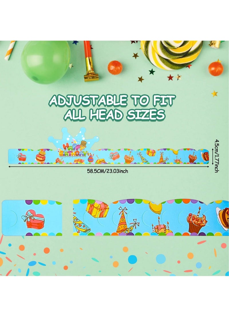 Captaintech 50 Pcs Birthday Crowns for Kids, Paper Party Hats Colorful Birthday Hat Happy Birthday Paper Crowns for Kids Family Classroom School Birthday Party Decor Supplies - Image 4