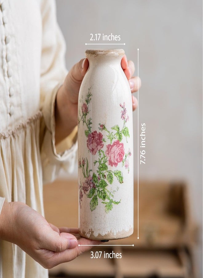 TEWEIQI Ceramic Rustic Farmhouse Vase, Distressed Flower Vase for Home Decor, Ideal Shelf Decor, Boho Vase for Living Room Bedroom Kitchen Office Decor Centerpiece Table Decorations (7.8 inches) - Image 4