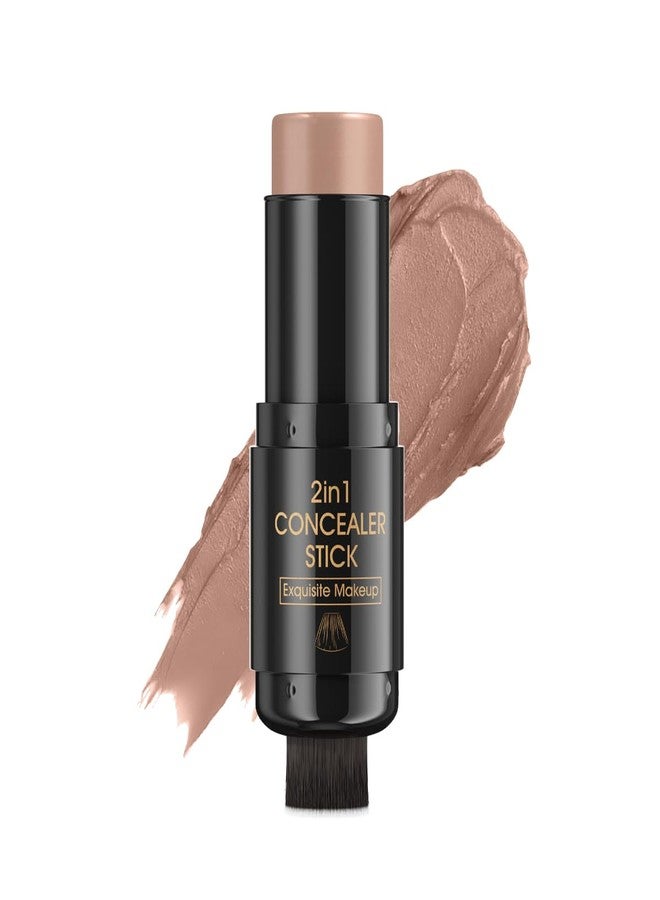 W3W Cream Bronzer Stick - 2 In 1 Cream Contour Stick with Built-In Brush, Blendable Buildable Formula for a Natural, Matte Finish, Cool Toned Contour with Hydrating, Long Lasting, Warm Taupe (#04) - Image 1