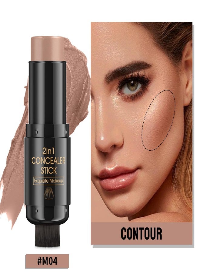 W3W Cream Bronzer Stick - 2 In 1 Cream Contour Stick with Built-In Brush, Blendable Buildable Formula for a Natural, Matte Finish, Cool Toned Contour with Hydrating, Long Lasting, Warm Taupe (#04) - Image 2