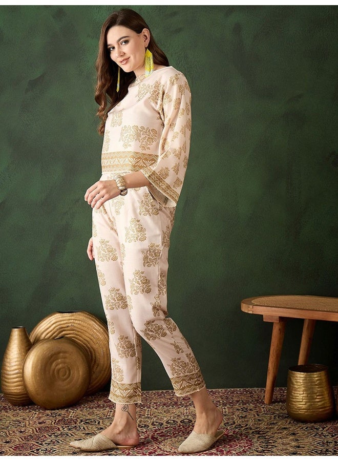 AKS Beige Digital Printed CO-Ord Set - Image 4