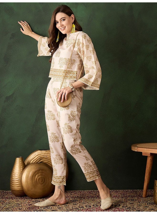 AKS Beige Digital Printed CO-Ord Set - Image 5