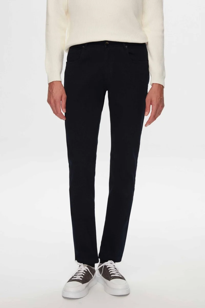D'S DAMAT Slim Fit Navy Blue Gabardine Denim Trousers 2HCC3T404003M