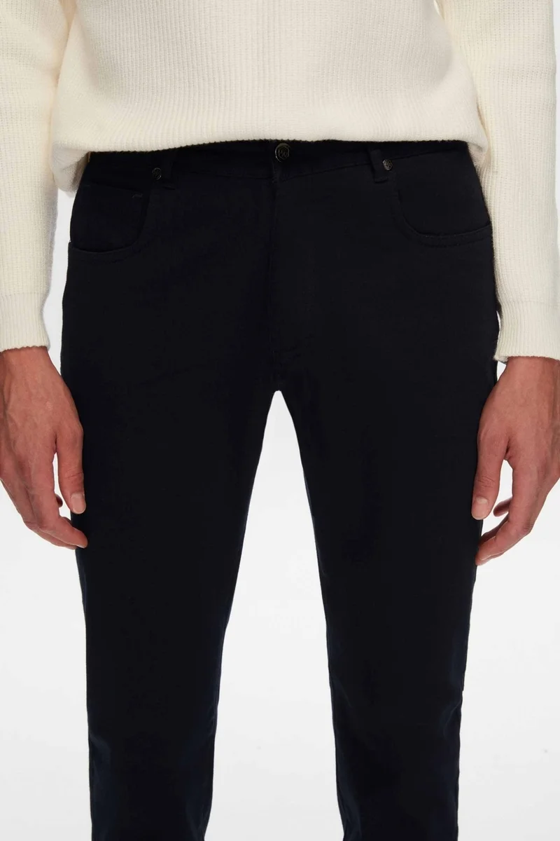 D'S DAMAT Slim Fit Navy Blue Gabardine Denim Trousers 2HCC3T404003M