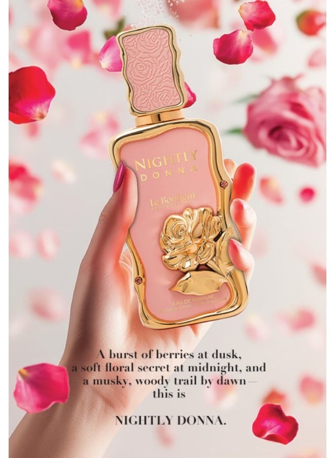 LE BONHEUR PERFUMES NIGHTLY DONNA Eau De Parfum 100ml Women Luxury Fresh Floral Fruity Scent – Long Lasting Perfume Spray with Sweet Raspberry, Strawberry, Cherry & Clean Musk for Women - Image 3