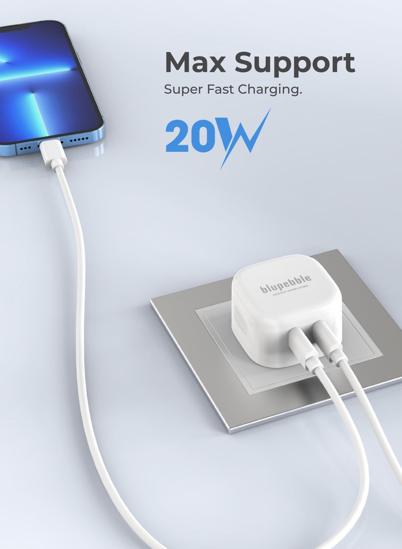 blupebble 65W GaN Dual Port USB-C PD Fast Charger – Compact Type-C Travel Wall Adapter for iPhone 16, MacBook, Samsung, iPad & More - Image 3
