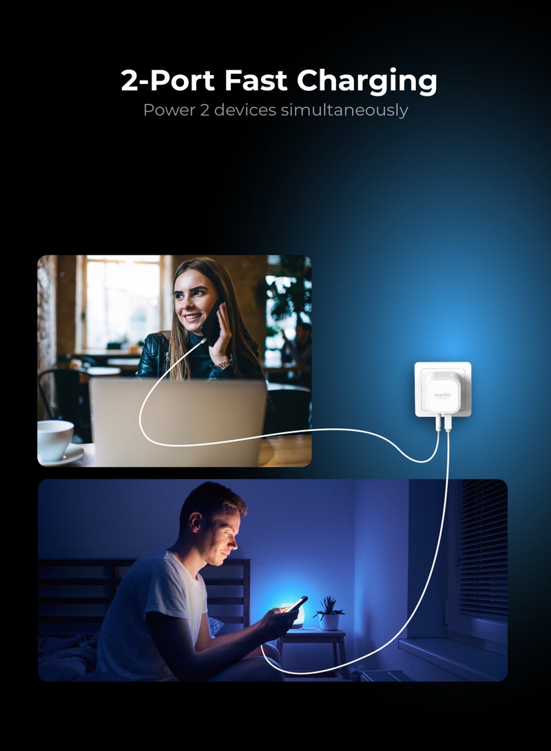 blupebble 65W GaN Dual Port USB-C PD Fast Charger – Compact Type-C Travel Wall Adapter for iPhone 16, MacBook, Samsung, iPad & More - Image 4