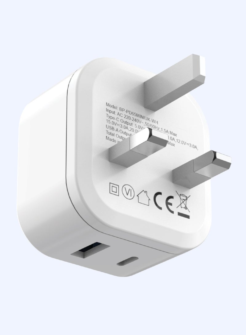 blupebble 65W GaN Dual Port USB-C PD Fast Charger – Compact Type-C Travel Wall Adapter for iPhone 16, MacBook, Samsung, iPad & More - Image 2
