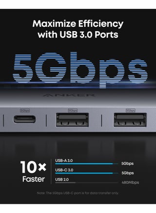 Anker USB C Hub, 7-in-1 Multi-Port USB Adapter for Laptops, 4K@60Hz USB C to HDMI Splitter, 100W Max Power Delivery, 3xUSBA & C 3.0 Data Ports, SD/TF Card, for Type C Devices (Charger Not Included) - view 4