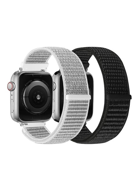 Nylon Strap Compatible with Apple Watch Ultra 2 (2024) Bracelet 49mm 45mm 44mm 42mm Men Women, Adjustable with Metal G-Hook Straps for iWatch Ultra 2/Ultra Series SE 9/8/7/6/5/4 (Black and Grey)