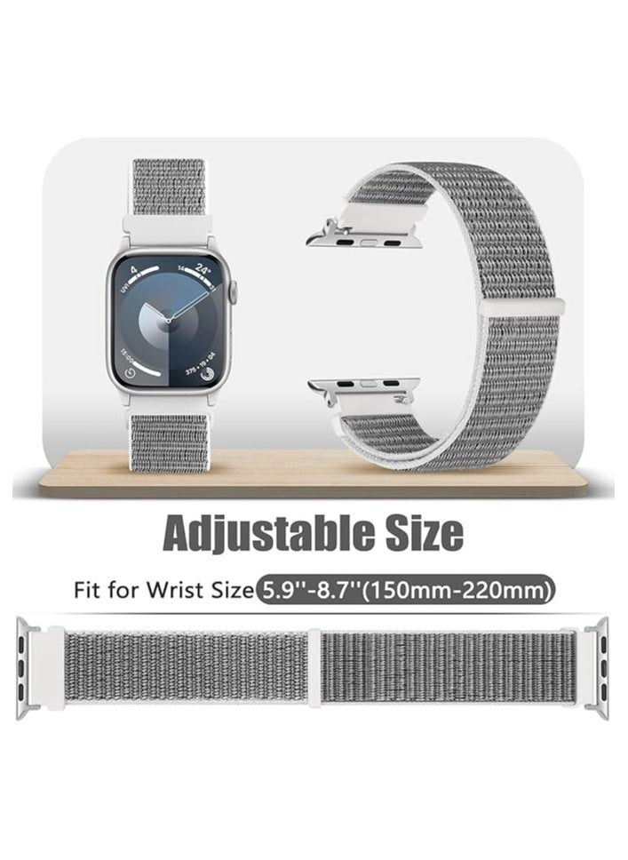 Generic - Nylon Strap Compatible with Apple Watch Ultra 2 (2024) Bracelet 49mm 45mm 44mm 42mm Men Women, Adjustable with Metal G-Hook Straps for iWatch Ultra 2/Ultra Series SE 9/8/7/6/5/4 (Black and Grey) - Image 1
