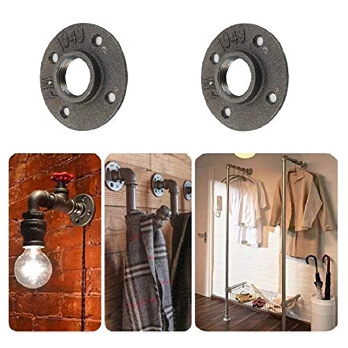 FINEVER 2Pk 1" Floor Flange Pipe Decor Cast Iron Black Threaded Fitting Industrial Steampunk Vintage Retro Furniture DIY Wall Industry Plumbing - Image 4