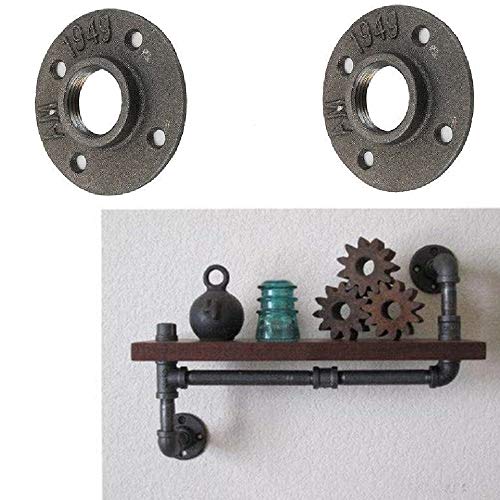 FINEVER 2Pk 1" Floor Flange Pipe Decor Cast Iron Black Threaded Fitting Industrial Steampunk Vintage Retro Furniture DIY Wall Industry Plumbing - Image 5