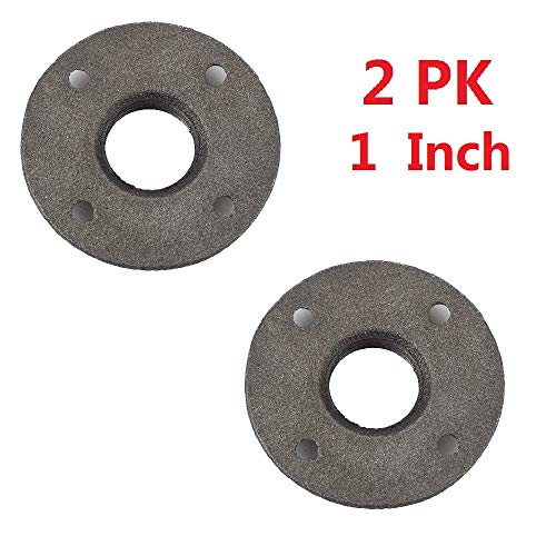 FINEVER 2Pk 1" Floor Flange Pipe Decor Cast Iron Black Threaded Fitting Industrial Steampunk Vintage Retro Furniture DIY Wall Industry Plumbing - Image 2