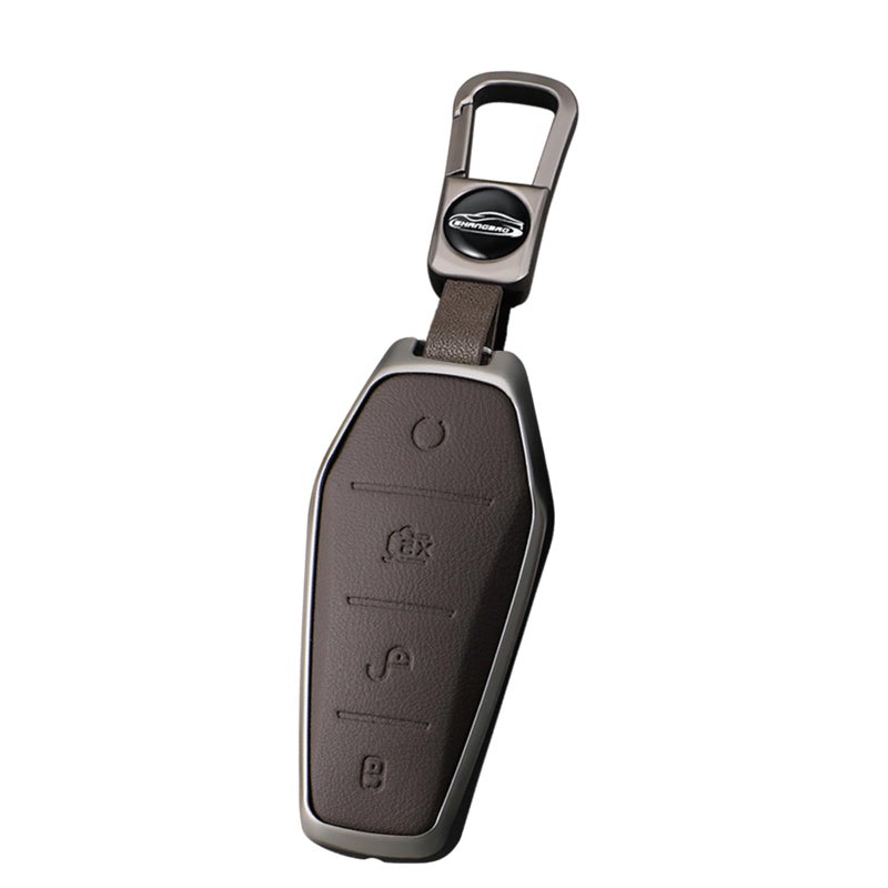 Ysbxitu 4 Buttons Smart Key Fob Cover with Keychain Fit for BYD Remote Key Shell Case Compatible with BYD Han Ev Tang Dm Qin Plus Song ProMAX Yuan ATTO 3 Dolphin Key Sleeve Key HolderB Brown - Image 2