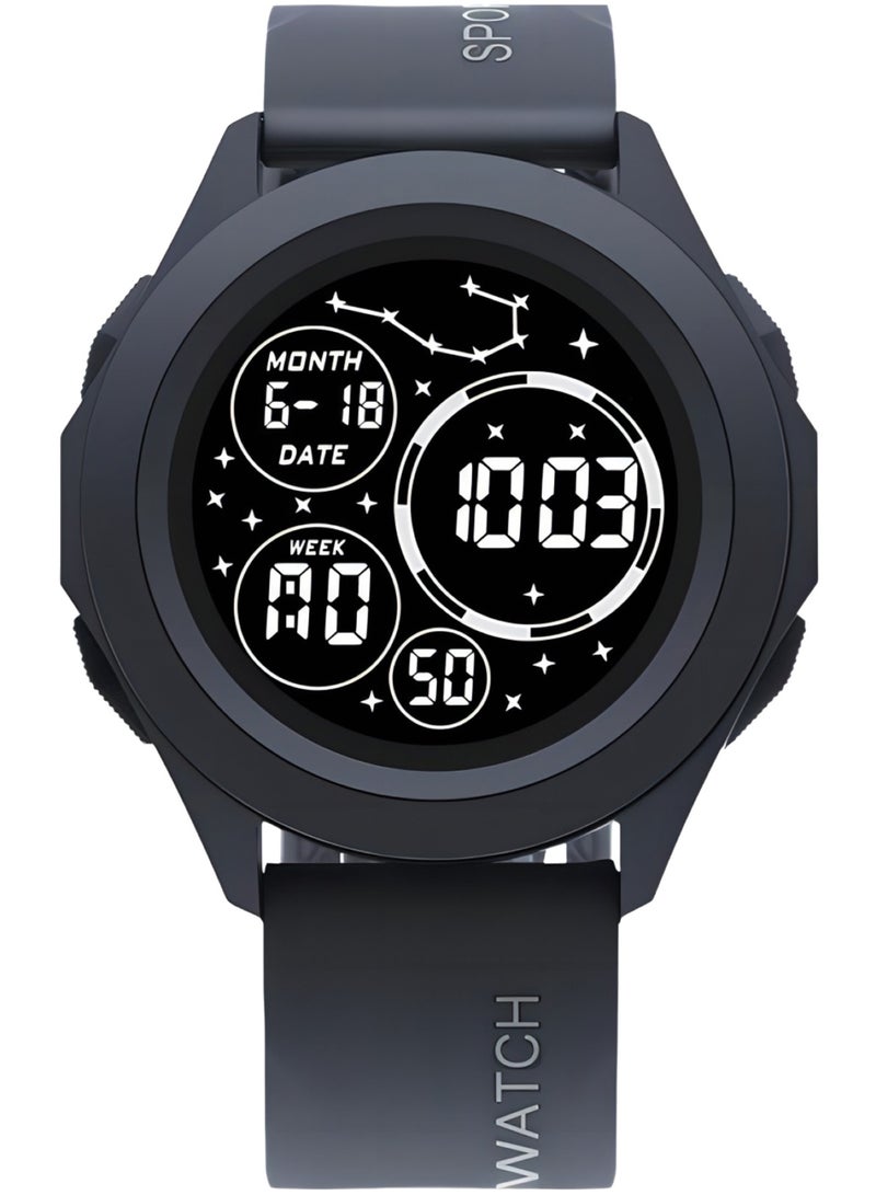 Kids Digital Sports Watch with Luminous Display Time Date Alarm Stopwatch Water Resistant Electronic Watch for Boys Girls Round LED Screen  - Image 1