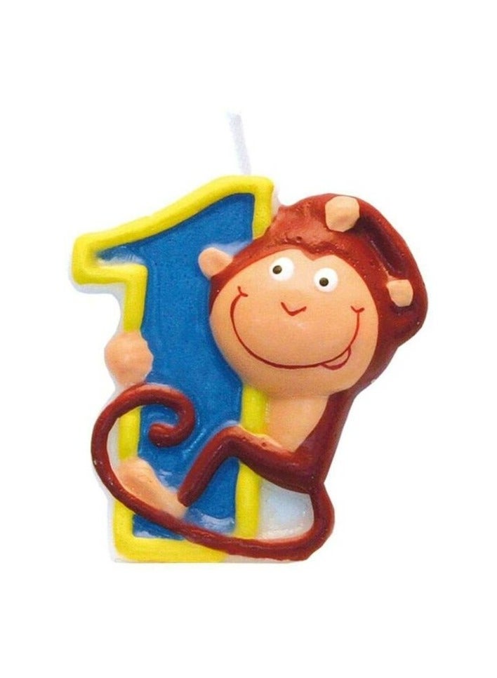 Party Time Animal Candle Number 1 Birthday Candle Kids Birthday Cake Decoration - Number Candle For Safari Theme Birthday Candle Cake Topper