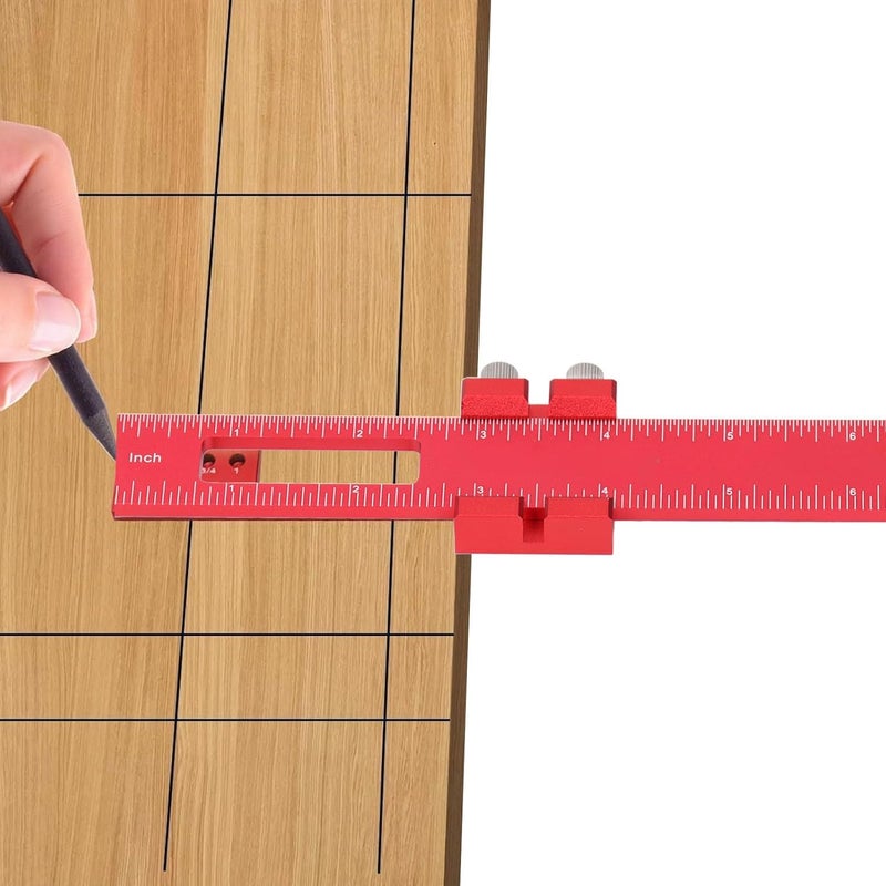 6 Inch Aluminum Alloy Woodworking Scribing Ruler Adjustable Sliding Lock for Accurate Measurements - Image 5