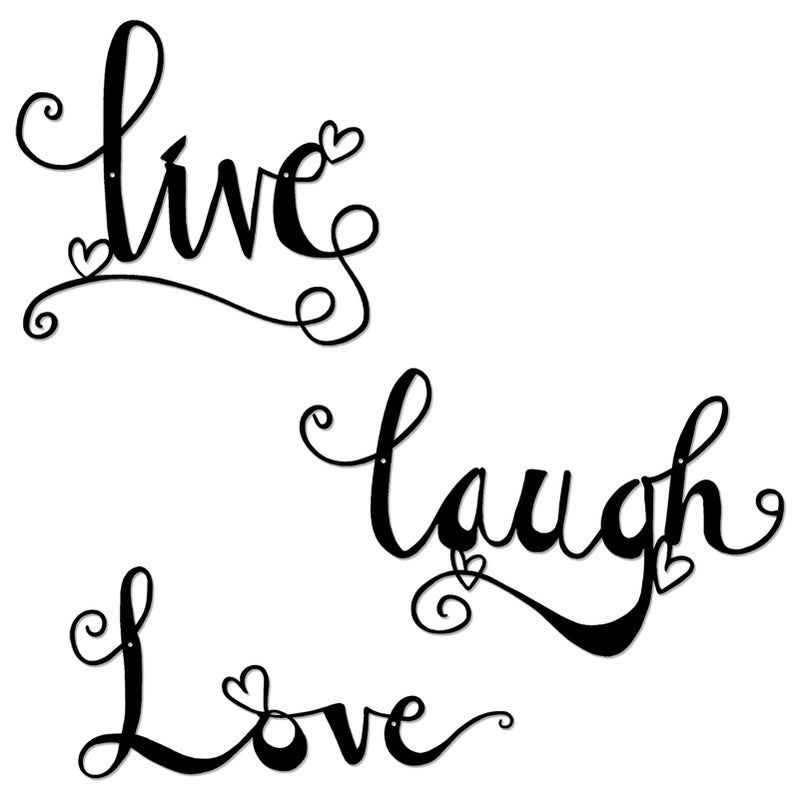 ESTART ESTART 3 Pieces Black Metal Letter Sign Decor Live Laugh Love Wordart Wall Art Decor for Home Indoor Outdoor Bedroom Living Room Bathroom and Office 