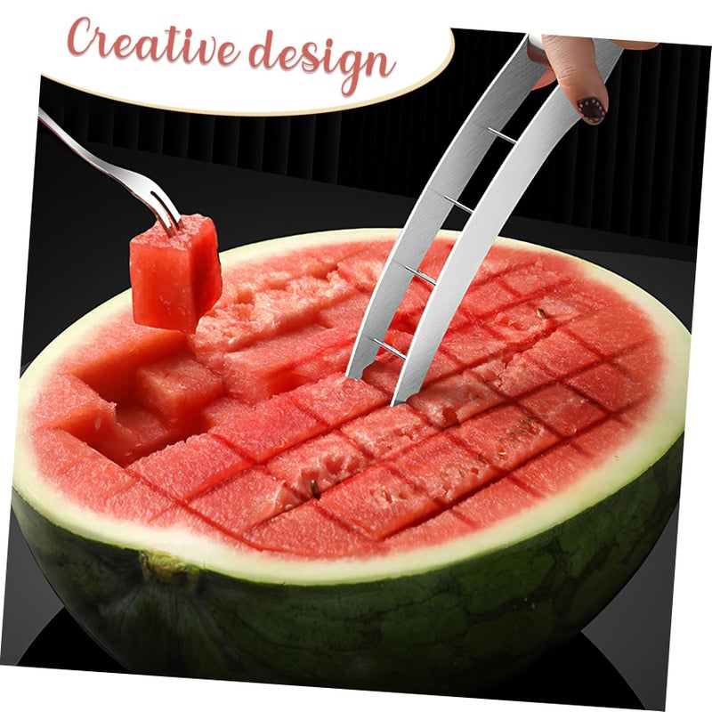 Stainless Steel Watermelon Cube Slicer Tool 2pcs Easy to Clean Safe Handle Kitchen Gadget - Image 4