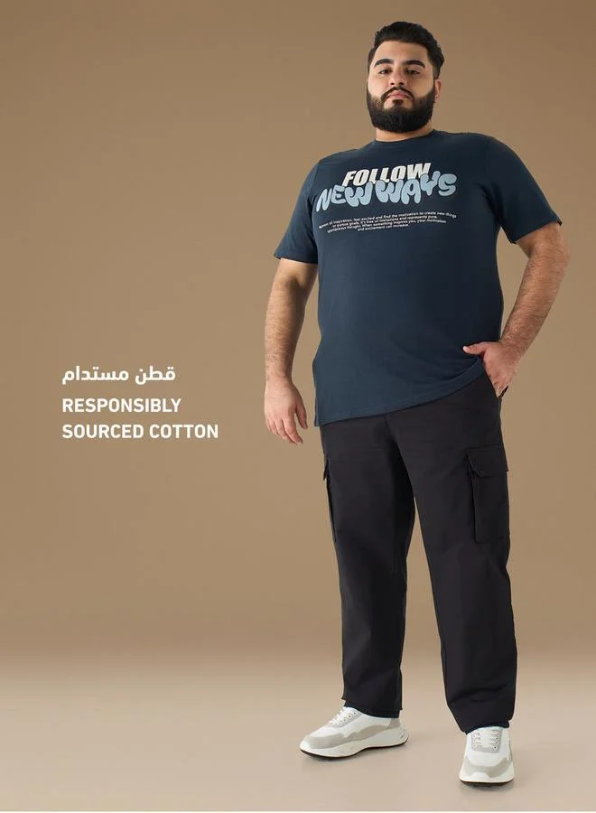 سبلاش فيڤ تيشيرت مقاس كبير بياقة دائرية وأكمام قصيرة