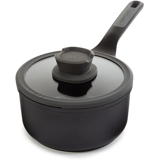 Unity Leo Stone NonStick Ceramic 7In Saucepan 21Qt With Glass Lid Recycled Aluminum Ceragreen NonToxic Long StayCool Handle Silicone Cover Spoon Rest Induction Pan - Image 2