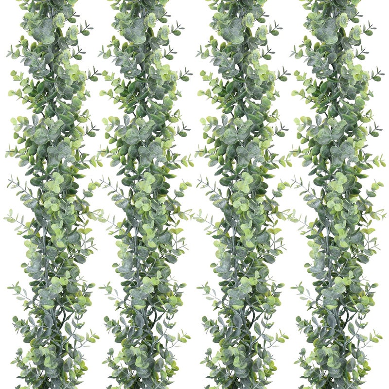 DearHouse 4 Pack Faux Eucalyptus Garland Plant Artificial Vines Hanging Eucalyptus Leaves Greenery Garland for Wedding Backdrop Arch Wall Decor 6 Feetpcs UV Protected Indoor Outdoor