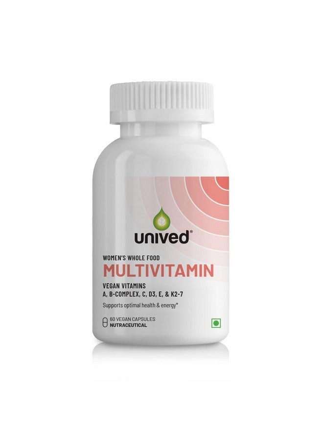 Unived Wholefood Multivitamin for Women | Vegan Plant-Based Multivitamins A, B-Complex, C, D3, E, & K2-7| Natural, Wholefood Plant Based, & Vegan | 60 Capsules - Image 1