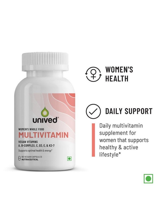 Unived Wholefood Multivitamin for Women | Vegan Plant-Based Multivitamins A, B-Complex, C, D3, E, & K2-7| Natural, Wholefood Plant Based, & Vegan | 60 Capsules - Image 2