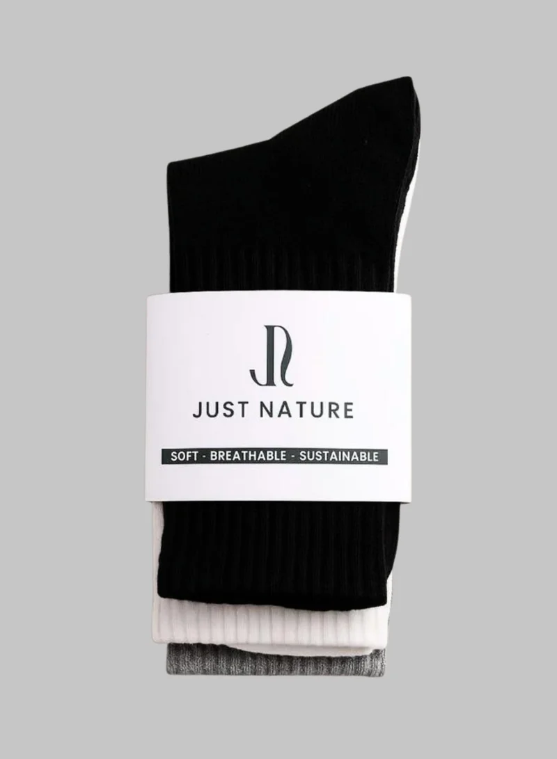 Just Nature Multicolour 3-Pack Premium Crew Socks  | Best Price UAE