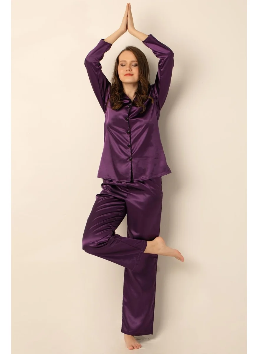 دو رى مى Long Sleeve Satin Pajamas Set