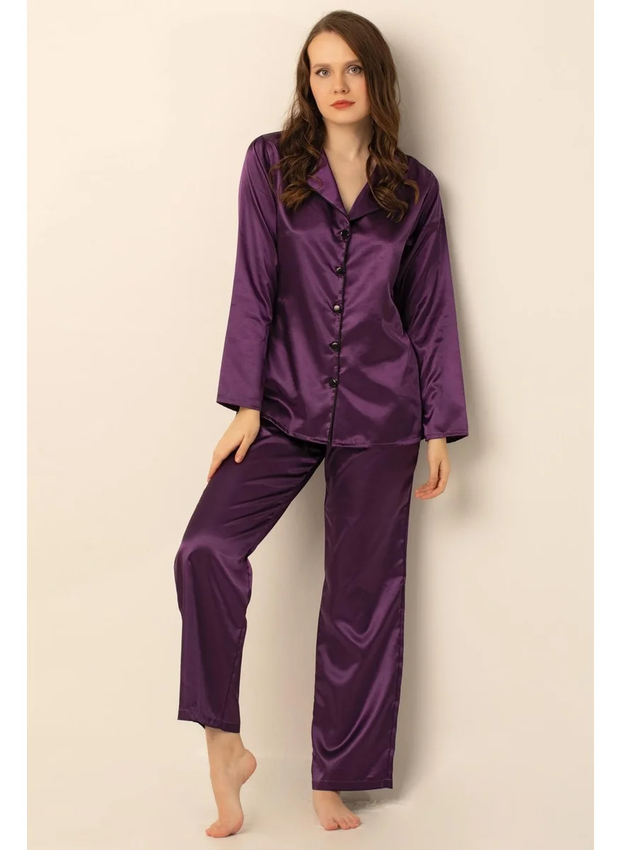 دو رى مى Long Sleeve Satin Pajamas Set