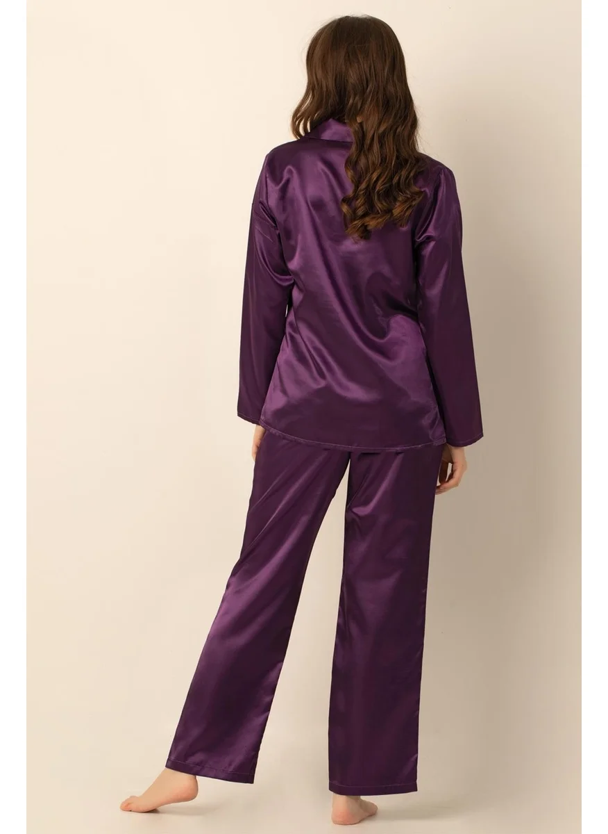 دو رى مى Long Sleeve Satin Pajamas Set