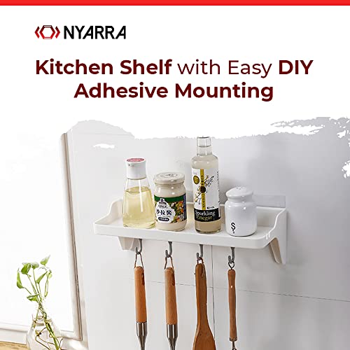 Nyarra Bathroom Storage Shower Caddy, Kitchen Shelf with Easy DIY Adhesive Mounting, Shower Caddy with Hooks, Holds Shampoo, Cosmetics, Bath Accessories, Kitchen Utensils, Spice Jars [NR-1343] - Image 5