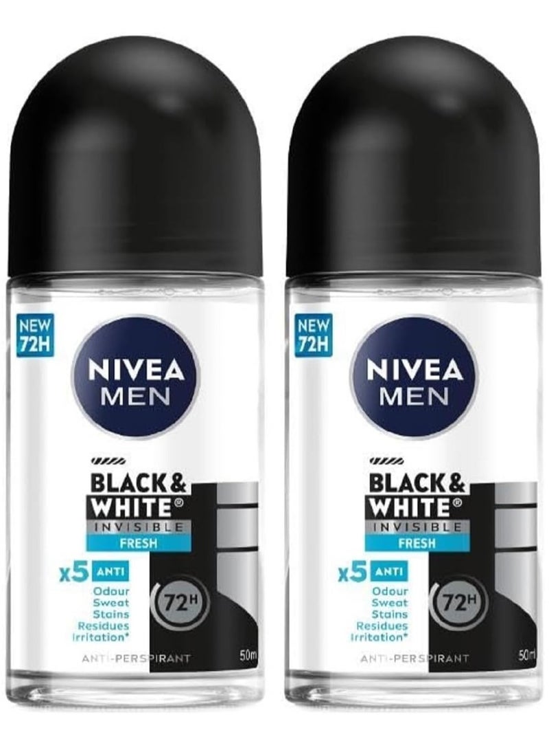 نيفيا مزيل العرق نيفيا للرجال، حماية غير مرئية بالأبيض والأسود، 2 × 50 مل - Image 3