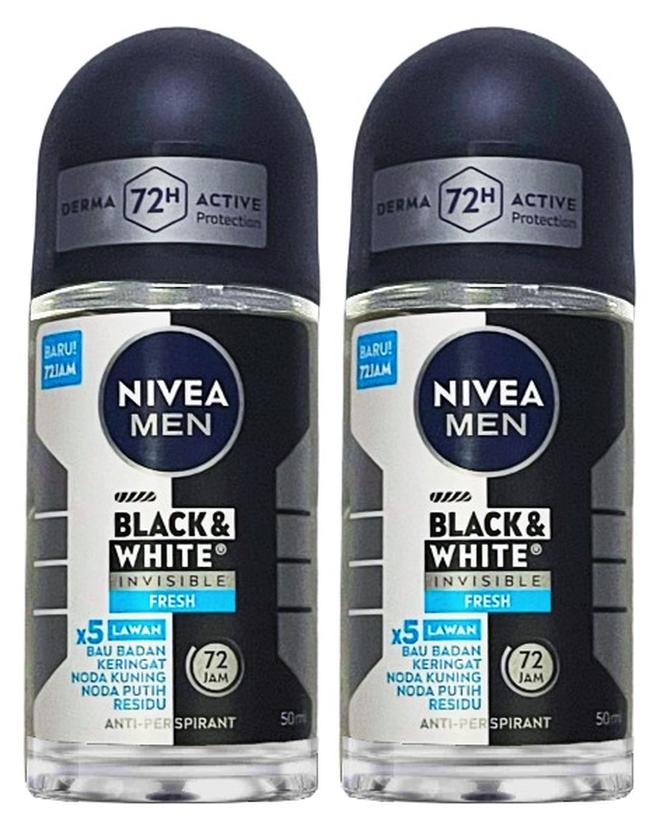 نيفيا مزيل العرق نيفيا للرجال، حماية غير مرئية بالأبيض والأسود، 2 × 50 مل - Image 1