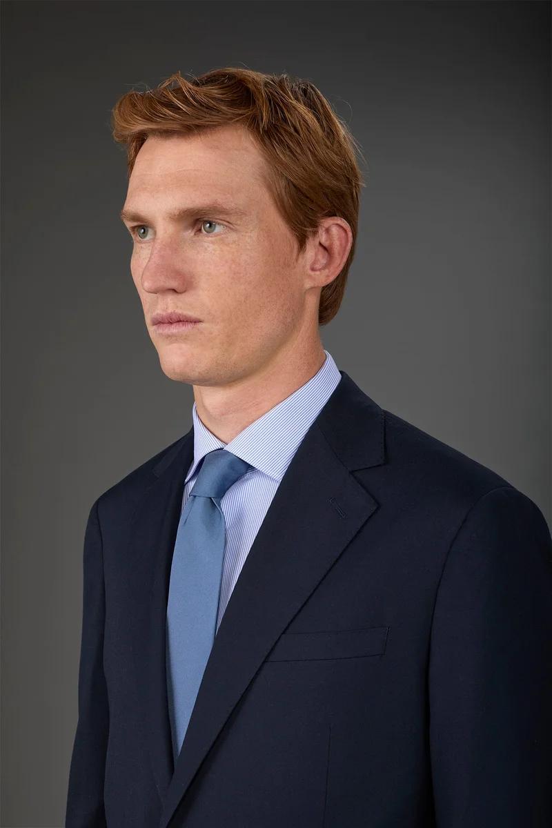 Doppelganger Men's single-colour silk tie - Indigo
