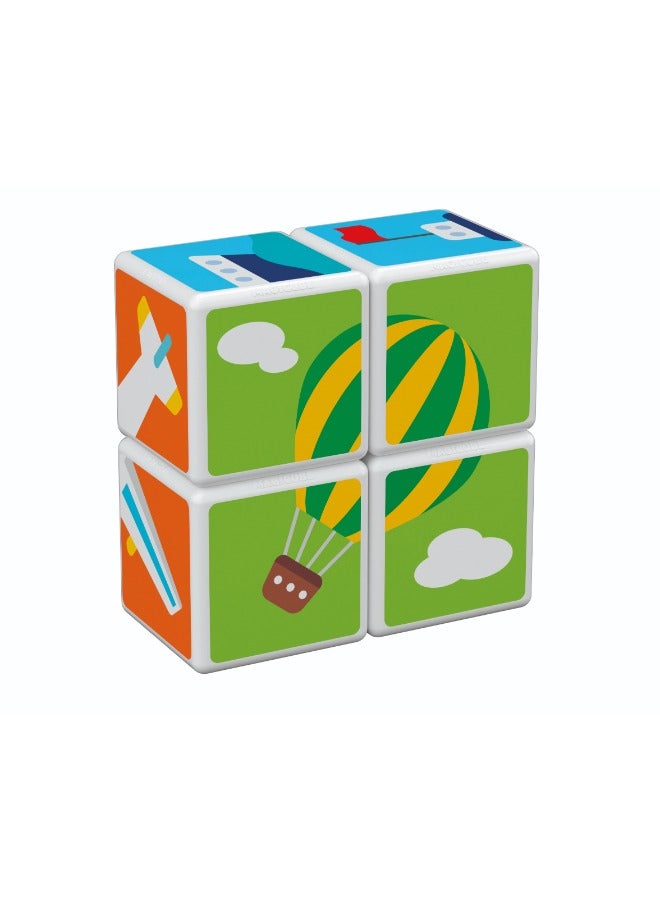 Geomag Magicube Printed Transport w/ Magnetic Cubes and Cards 7pcs Magnet Toys Building Construction for Children STEM Creativity Imagination, Recreational Conventional Educational Made in Switzerland - Image 3