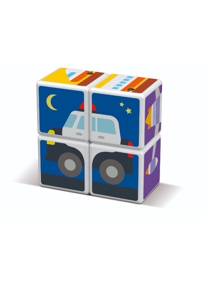 Geomag Magicube Printed Transport w/ Magnetic Cubes and Cards 7pcs Magnet Toys Building Construction for Children STEM Creativity Imagination, Recreational Conventional Educational Made in Switzerland - Image 5