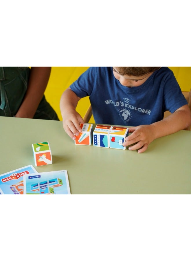 Geomag Magicube Printed Transport w/ Magnetic Cubes and Cards 7pcs Magnet Toys Building Construction for Children STEM Creativity Imagination, Recreational Conventional Educational Made in Switzerland - Image 4