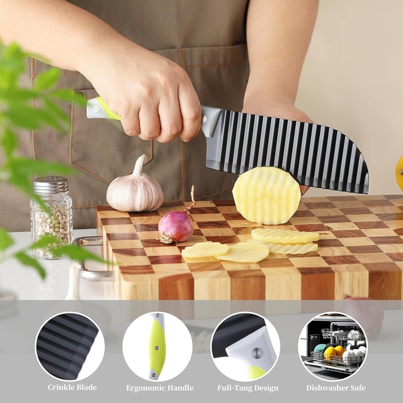 VRUIFA Crinkle Cutter for Veggies, French Fry Cutter for Potatoes, Cucumber, Carrot and Fruit, Stainless Steel Wave Fries Cutter Slicer With Non-slip Handle, Dishwasher Safe - Image 4